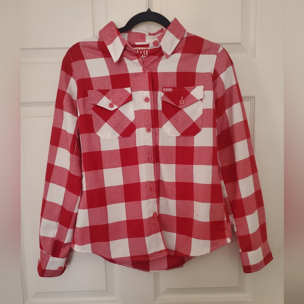 DIXXON Red and White Casual Button Down Shirt